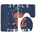 thumbnail image 1 of PUDMAD Space Explorer Dinosaur Astronaut 3 Piece Bathroom Rugs Set Bath Rug Contour Mat and Toilet Lid Cover, 1 of 2