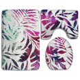 thumbnail image 1 of PUDMAD Space Galaxy Palm Tree Leaves 3 Piece Bathroom Rugs Set Bath Rug Contour Mat and Toilet Lid Cover, 1 of 2