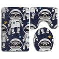 thumbnail image 1 of PUDMAD Space Raccoon Astronaut 3 Piece Bathroom Rugs Set Bath Rug Contour Mat and Toilet Lid Cover, 1 of 2