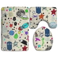 thumbnail image 1 of PUDMAD Space Ship 3 Piece Bathroom Rugs Set Bath Rug Contour Mat and Toilet Lid Cover, 1 of 2