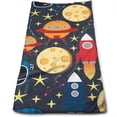 thumbnail image 1 of PUDMAD Spaceship Rocket and Star 3 Piece Bathroom Rugs Set Bath Rug Contour Mat and Toilet Lid Cover, 1 of 2