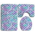 thumbnail image 1 of PUDMAD Sparkling Mermaid Scales Family 3 Piece Bathroom Rugs Set Bath Rug Contour Mat and Toilet Lid Cover, 1 of 2