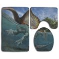 thumbnail image 1 of PUDMAD Spinosaurus Dinosaur Swimming 3 Piece Bathroom Rugs Set Bath Rug Contour Mat and Toilet Lid Cover, 1 of 2
