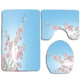 thumbnail image 1 of PUDMAD Spring Blossom Blue Sky 3 Piece Bathroom Rugs Set Bath Rug Contour Mat and Toilet Lid Cover, 1 of 2