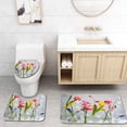 thumbnail image 1 of PUDMAD Spring Flowers 3 Piece Bathroom Rugs Set Bath Rug Contour Mat and Toilet Lid Cover, 1 of 2