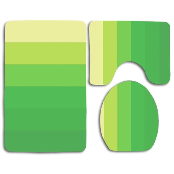 PUDMAD Spring Green 3 Piece Bathroom Rugs Set Bath Rug Contour Mat and Toilet Lid Cover
