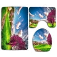 thumbnail image 1 of PUDMAD Spring Nature Scenes Pink Tree 3 Piece Bathroom Rugs Set Bath Rug Contour Mat and Toilet Lid Cover, 1 of 2