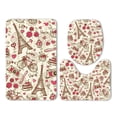 thumbnail image 1 of PUDMAD Spring Travel Paris Tower Camera Take Photo 3 Piece Bathroom Rugs Set Bath Rug Contour Mat and Toilet Lid Cover, 1 of 2