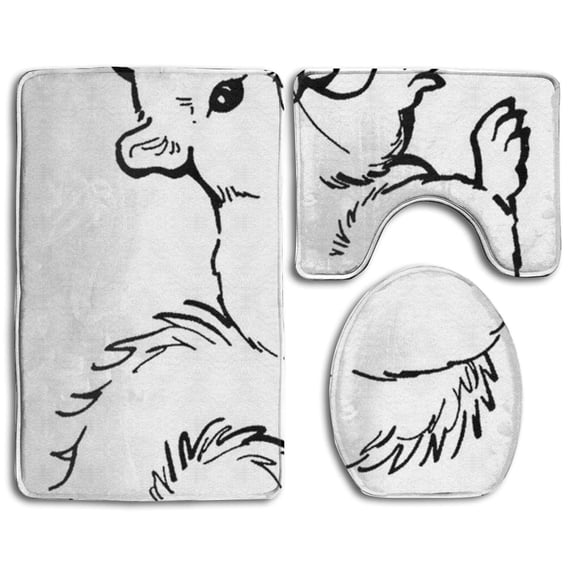 PUDMAD Squirrel 3 Piece Bathroom Rugs Set Bath Rug Contour Mat and Toilet Lid Cover