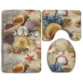 thumbnail image 1 of PUDMAD Starfish Conch Seashell 3 Piece Bathroom Rugs Set Bath Rug Contour Mat and Toilet Lid Cover, 1 of 2