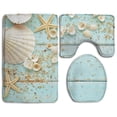 thumbnail image 1 of PUDMAD Starfish Shells Pebbles 3 Piece Bathroom Rugs Set Bath Rug Contour Mat and Toilet Lid Cover, 1 of 2