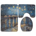 thumbnail image 1 of PUDMAD Starry Night Over Rhone 3 Piece Bathroom Rugs Set Bath Rug Contour Mat and Toilet Lid Cover, 1 of 2