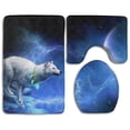 thumbnail image 1 of PUDMAD Starry Space Wolf 3 Piece Bathroom Rugs Set Bath Rug Contour Mat and Toilet Lid Cover, 1 of 2
