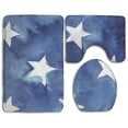 thumbnail image 1 of PUDMAD Stars Blue 3 Piece Bathroom Rugs Set Bath Rug Contour Mat and Toilet Lid Cover, 1 of 2