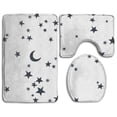 thumbnail image 1 of PUDMAD Stars Style 3 Piece Bathroom Rugs Set Bath Rug Contour Mat and Toilet Lid Cover, 1 of 2