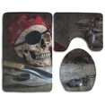 thumbnail image 1 of PUDMAD Still Life Pirate Skull Knife Compass Pocket Watch Floor 3 Piece Bathroom Rugs Set Bath Rug Contour Mat and Toilet Lid Cover, 1 of 2