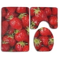 thumbnail image 1 of PUDMAD Strawberry 3 Piece Bathroom Rugs Set Bath Rug Contour Mat and Toilet Lid Cover, 1 of 2