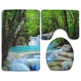 thumbnail image 1 of PUDMAD Stream in Forest 3 Piece Bathroom Rugs Set Bath Rug Contour Mat and Toilet Lid Cover, 1 of 2