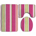 thumbnail image 1 of PUDMAD Stripe Polka Pink 3 Piece Bathroom Rugs Set Bath Rug Contour Mat and Toilet Lid Cover, 1 of 2