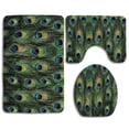 thumbnail image 1 of PUDMAD Stunning Peacock Tail Feathers Tropical Exotic Close Up 3 Piece Bathroom Rugs Set Bath Rug Contour Mat and Toilet Lid Cover, 1 of 2