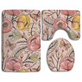 thumbnail image 1 of PUDMAD Stylish Vintage Pink Roses 3 Piece Bathroom Rugs Set Bath Rug Contour Mat and Toilet Lid Cover, 1 of 2