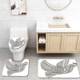 thumbnail image 1 of PUDMAD Stylized Dove Olive Branch Style Zen Art 3 Piece Bathroom Rugs Set Bath Rug Contour Mat and Toilet Lid Cover, 1 of 2