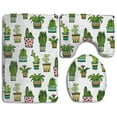 thumbnail image 1 of PUDMAD Succulent and Cactus 3 Piece Bathroom Rugs Set Bath Rug Contour Mat and Toilet Lid Cover, 1 of 2