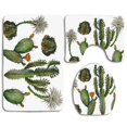 thumbnail image 1 of PUDMAD Succulents and Cacti 3 Piece Bathroom Rugs Set Bath Rug Contour Mat and Toilet Lid Cover, 1 of 2