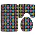 thumbnail image 1 of PUDMAD Sugar Skull 3 Piece Bathroom Rugs Set Bath Rug Contour Mat and Toilet Lid Cover, 1 of 2