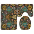 thumbnail image 1 of PUDMAD Sugar Skulls 3 Piece Bathroom Rugs Set Bath Rug Contour Mat and Toilet Lid Cover, 1 of 2