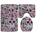 thumbnail image 1 of PUDMAD Sugar Skulls 3 Piece Bathroom Rugs Set Bath Rug Contour Mat and Toilet Lid Cover, 1 of 2