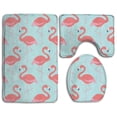 thumbnail image 1 of PUDMAD Summer Beach Flamingos 3 Piece Bathroom Rugs Set Bath Rug Contour Mat and Toilet Lid Cover, 1 of 2