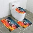 thumbnail image 1 of PUDMAD Summer Beach Party Flyer Palmtrees Illustra 3 Piece Bathroom Rugs Set Bath Rug Contour Mat and Toilet Lid Cover, 1 of 2
