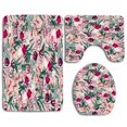thumbnail image 1 of PUDMAD Summer Botanical Tulip 3 Piece Bathroom Rugs Set Bath Rug Contour Mat and Toilet Lid Cover, 1 of 2