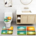 thumbnail image 1 of PUDMAD Summer Holidays Retro Typography Set Messages and s 3 Piece Bathroom Rugs Set Bath Rug Contour Mat and Toilet Lid Cover, 1 of 2
