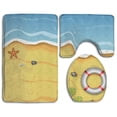 thumbnail image 1 of PUDMAD Summer Sea Beach 3 Piece Bathroom Rugs Set Bath Rug Contour Mat and Toilet Lid Cover, 1 of 2