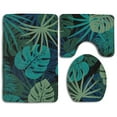 thumbnail image 1 of PUDMAD Summer Tropical Palm Leaves 3 Piece Bathroom Rugs Set Bath Rug Contour Mat and Toilet Lid Cover, 1 of 2
