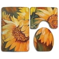 thumbnail image 1 of PUDMAD Sunflower Painting 3 Piece Bathroom Rugs Set Bath Rug Contour Mat and Toilet Lid Cover, 1 of 2