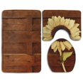 thumbnail image 1 of PUDMAD Sunflower and Wood 3 Piece Bathroom Rugs Set Bath Rug Contour Mat and Toilet Lid Cover, 1 of 2