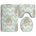 thumbnail image 1 of PUDMAD Sunglasses Pineapple 3 Piece Bathroom Rugs Set Bath Rug Contour Mat and Toilet Lid Cover, 1 of 2