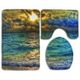 thumbnail image 1 of PUDMAD Sunlight in Ocean Water 3 Piece Bathroom Rugs Set Bath Rug Contour Mat and Toilet Lid Cover, 1 of 2