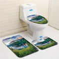 thumbnail image 1 of PUDMAD Sunny Summer Morning on Lake Austrian Alps Crystal Mirroring Water Fairy Season Photo 3 Piece Bathroom Rugs Set Bath Rug Contour Mat and Toilet Lid Cover, 1 of 2