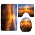 thumbnail image 1 of PUDMAD Sunrise Mist at Grianan Aileach 3 Piece Bathroom Rugs Set Bath Rug Contour Mat and Toilet Lid Cover, 1 of 2