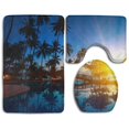 thumbnail image 1 of PUDMAD Sunrise Palm Trees 3 Piece Bathroom Rugs Set Bath Rug Contour Mat and Toilet Lid Cover, 1 of 2