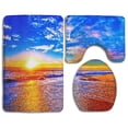 thumbnail image 1 of PUDMAD Sunrise Summer Beach Painting 3 Piece Bathroom Rugs Set Bath Rug Contour Mat and Toilet Lid Cover, 1 of 2