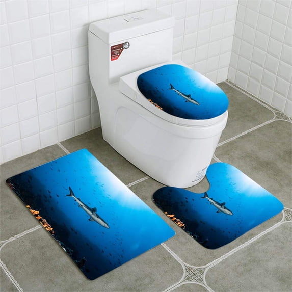 PUDMAD Sunset Hunter 3 Piece Bathroom Rugs Set Bath Rug Contour Mat and Toilet Lid Cover