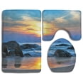 thumbnail image 1 of PUDMAD Sunset Over Sea 3 Piece Bathroom Rugs Set Bath Rug Contour Mat and Toilet Lid Cover, 1 of 2