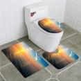 thumbnail image 1 of PUDMAD Sunset Over sea 3 Piece Bathroom Rugs Set Bath Rug Contour Mat and Toilet Lid Cover, 1 of 2