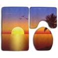 thumbnail image 1 of PUDMAD Sunset Palmtree Silhouette 3 Piece Bathroom Rugs Set Bath Rug Contour Mat and Toilet Lid Cover, 1 of 2