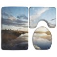 thumbnail image 1 of PUDMAD Sunset River 3 Piece Bathroom Rugs Set Bath Rug Contour Mat and Toilet Lid Cover, 1 of 2